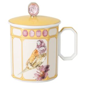 Tasse Idyllia en porcelaine, motif « Crystal Print », pinson, jaune
