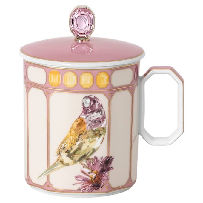 Tasse Idyllia en porcelaine, motif imprimé de cristaux, pinson, rose Tasse Idyllia en porcelaine, motif imprimé de cristaux, pinson, rose