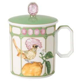 Tasse Idyllia en porcelaine, motif imprimé en cristal, moucherolle, vert
