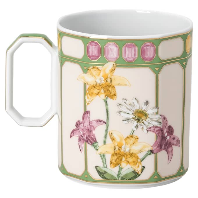 Tasse Idyllia en porcelaine, motif imprimé en cristal, moucherolle, vert Tasse Idyllia en porcelaine, motif imprimé en cristal, moucherolle, vert