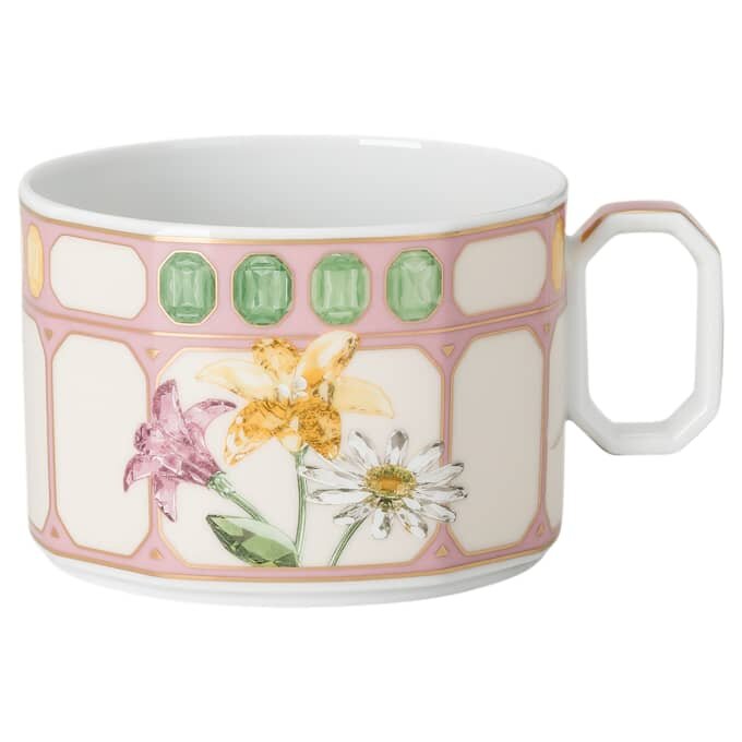 Tasse à thé Idyllia avec soucoupe, en porcelaine, motif « Crystal Print », bouquet, multicolore Tasse à thé Idyllia avec soucoupe, en porcelaine, motif « Crystal Print », bouquet, multicolore