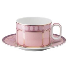 Tasse à thé Signum avec soucoupe en porcelaine, rose
