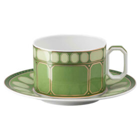 Tasse à thé Signum avec soucoupe, en porcelaine, verte
