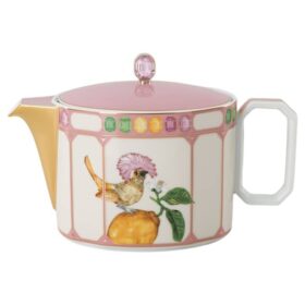 Théière Idyllia en porcelaine, motif imprimé cristal, oiseau, multicolore