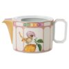 Théière Idyllia en porcelaine, motif imprimé cristal, oiseau, multicolore