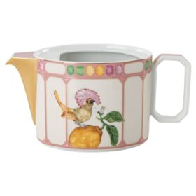 Théière Idyllia en porcelaine, motif imprimé cristal, oiseau, multicolore