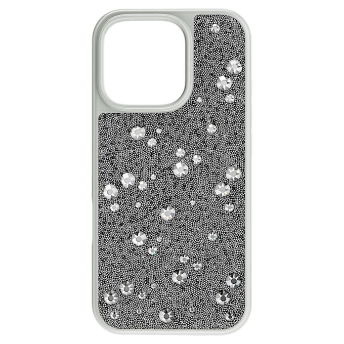 Étui haut de gamme pour smartphone au motif parsemé, iPhone® 16 Pro, couleur argentée Étui haut de gamme pour smartphone au motif parsemé, iPhone® 16 Pro, couleur argentée