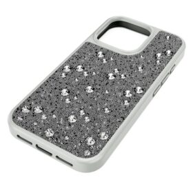 Étui haut de gamme pour smartphone au motif parsemé, iPhone® 16 Pro, couleur argentée