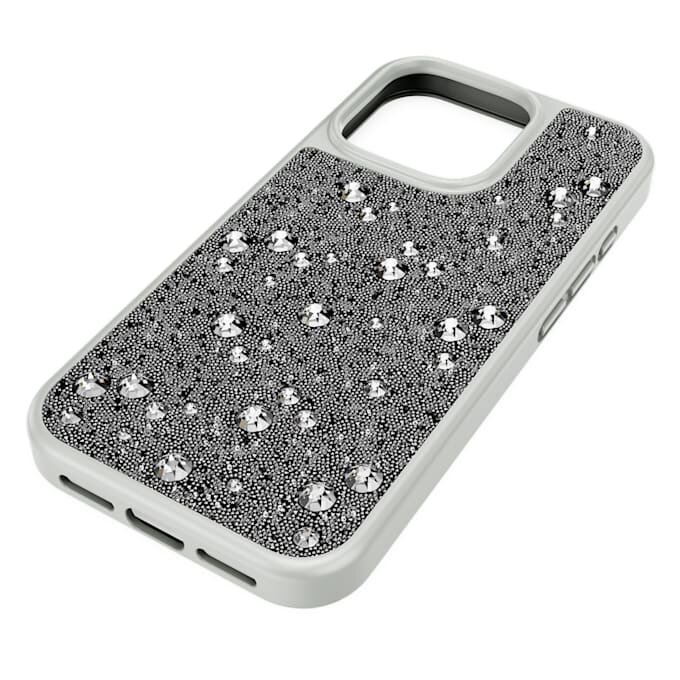 Étui haut de gamme pour smartphone au motif parsemé, iPhone® 16 Pro, couleur argentée Étui haut de gamme pour smartphone au motif parsemé, iPhone® 16 Pro, couleur argentée