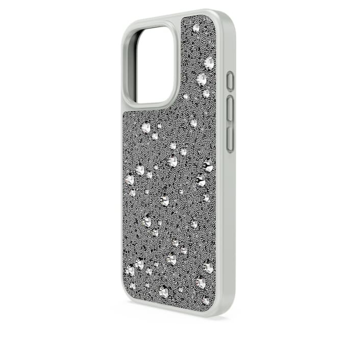 Étui haut de gamme pour smartphone au motif parsemé, iPhone® 16 Pro, couleur argentée Étui haut de gamme pour smartphone au motif parsemé, iPhone® 16 Pro, couleur argentée