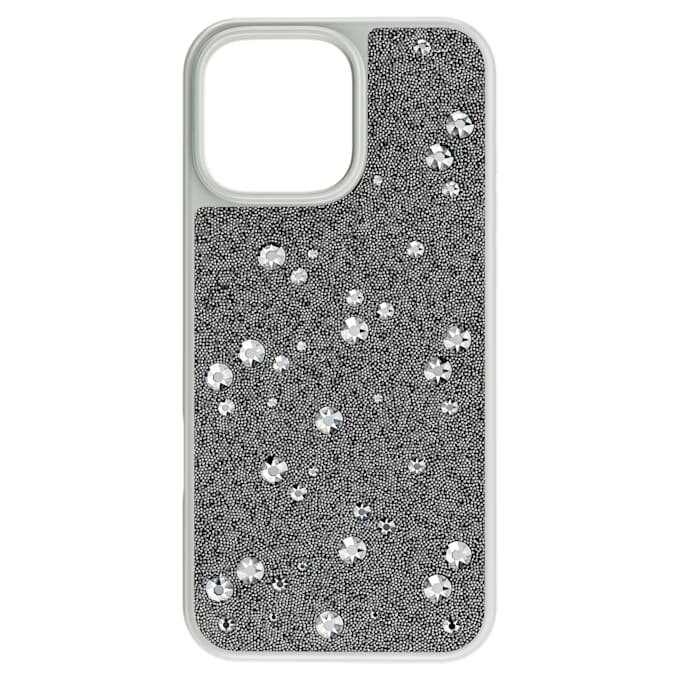 Étui haut de gamme pour smartphone au motif parsemé, iPhone® 16 Pro Max, couleur argentée Étui haut de gamme pour smartphone au motif parsemé, iPhone® 16 Pro Max, couleur argentée