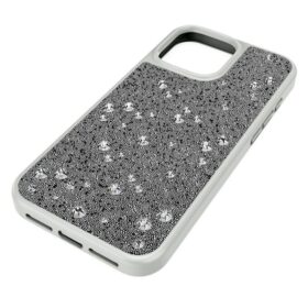 Étui haut de gamme pour smartphone au motif parsemé, iPhone® 16 Pro Max, couleur argentée