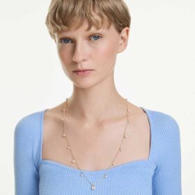 Una Angelic Strandage Crystal Pearl, taille ronde, blanc, plaqué or