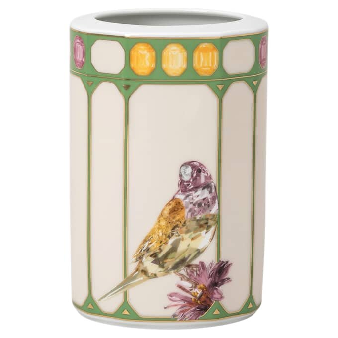 Vase Idyllia en porcelaine, motif imprimé cristal, cacatoès, petit, multicolore Vase Idyllia en porcelaine, motif imprimé cristal, cacatoès, petit, multicolore