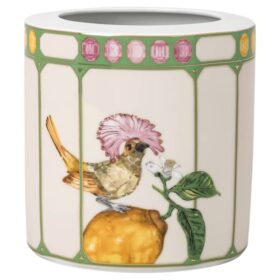 Vase Idyllia en porcelaine, motif imprimé en cristal, moucherolle, taille moyenne, multicolore