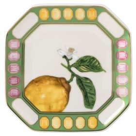 Vide-poche Idyllia en porcelaine, motif imprimé en cristal, citron, multicolore